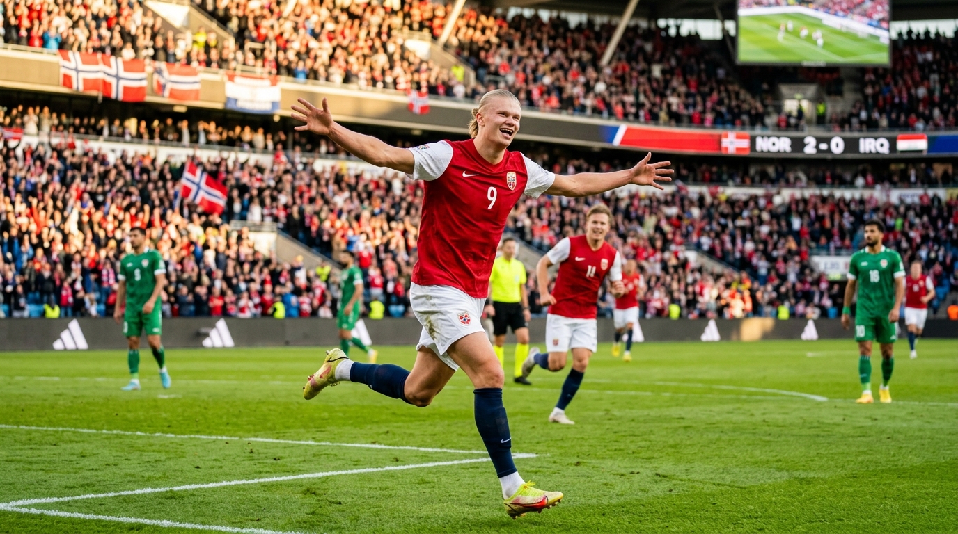 Erling Haaland Scores Twice in Norway's 4-1 World Cup Win Over Iraq