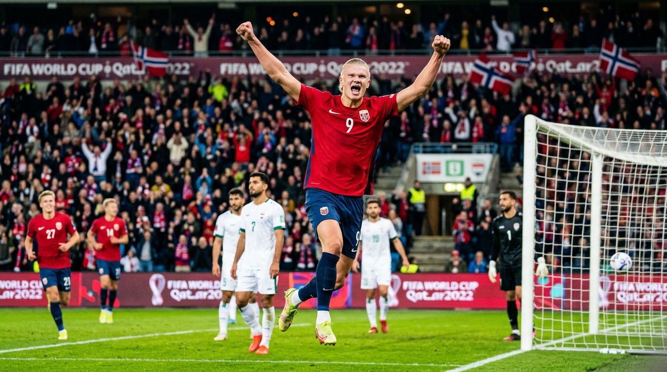 Erling Haaland Scores Two Goals in World Cup Debut Against Iraq