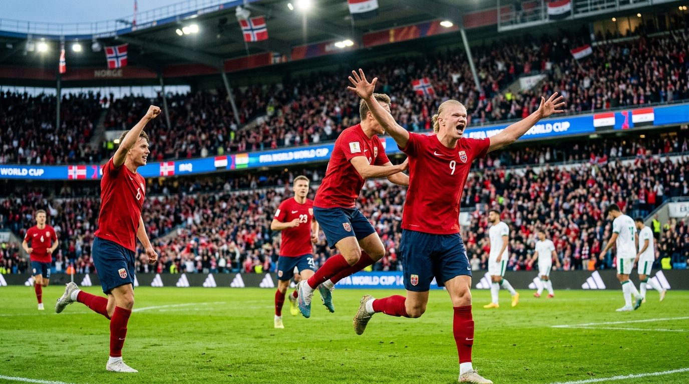 Haaland Scores Two Goals in Norway's 4-1 World Cup Victory Over Iraq